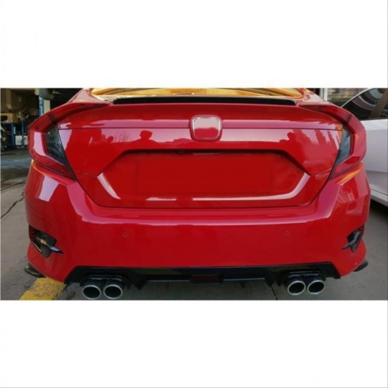 Cıvıc fc5 2016-2020 ıçın uyumlu dıfuzor  4 egzoz pıano black