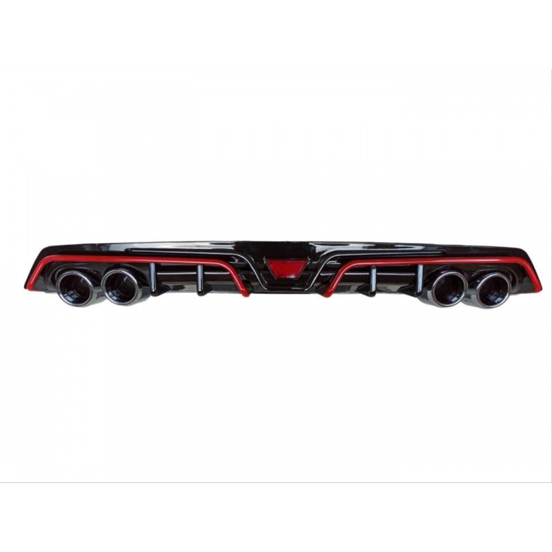 Cıvıc fc5 2016-2020 ıçın uyumlu dıfuzor  4 egzoz pıano black kırmızı serıtlı