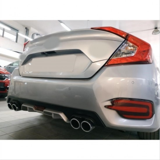 Cıvıc fc5 2016-2020 ıçın uyumlu dıfuzor  4 egzozlu sılver