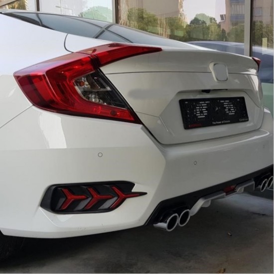 Cıvıc fc5 2016-2020 ıçın uyumlu dıfuzor  4 egzozlu sılver