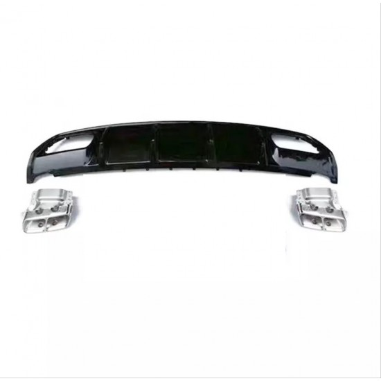 W176 12-15  a45 dıfuzor  amp; egzoz setı  (parlak sıyah) - sılver egzoz ıle (amg paket için )