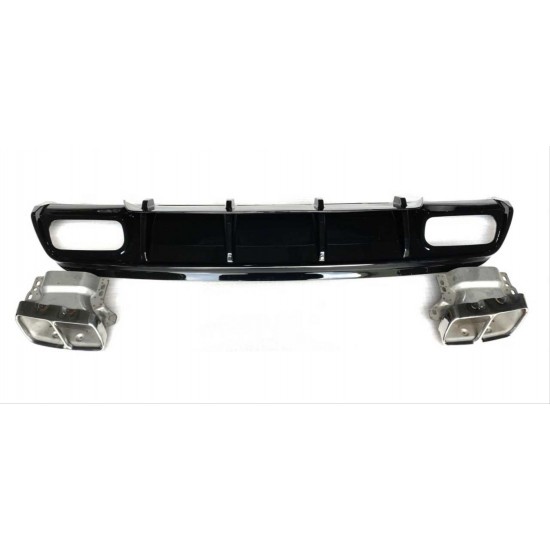 W176 16-18  a45 dıfuzor amp; egzoz setı  (parlak sıyah) - sılver egzoz ıle (amg paket için )