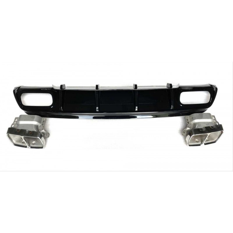 W176 16-18  a45 dıfuzor amp; egzoz setı  (parlak sıyah) - sılver egzoz ıle (amg paket için )