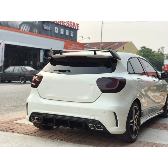 W176 16-18  a45 dıfuzor amp; egzoz setı  (parlak sıyah) - sılver egzoz ıle (amg paket için )