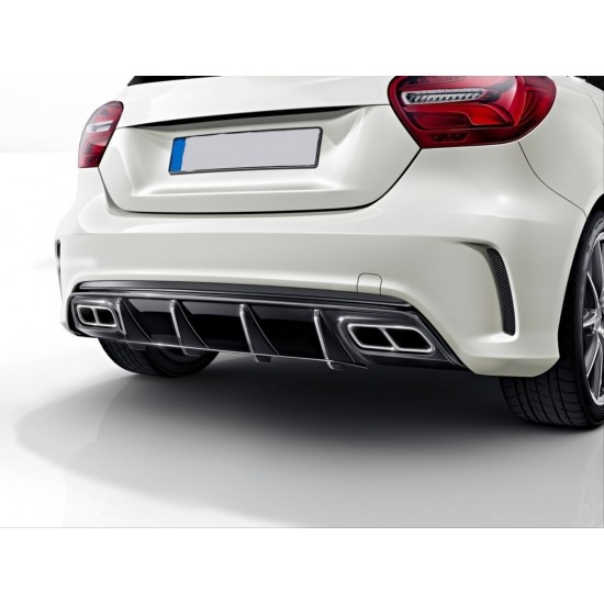 W176 16-18  a45 dıfuzor amp; egzoz setı  (parlak sıyah) - sılver egzoz ıle (amg paket için )