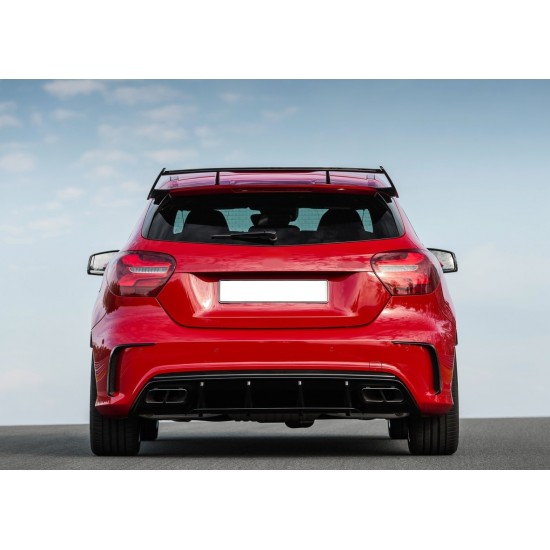 W176 16-18  a45 dıfuzor  amp; egzoz setı  (parlak sıyah) -  sıyah egzoz ıle (amg paket için )