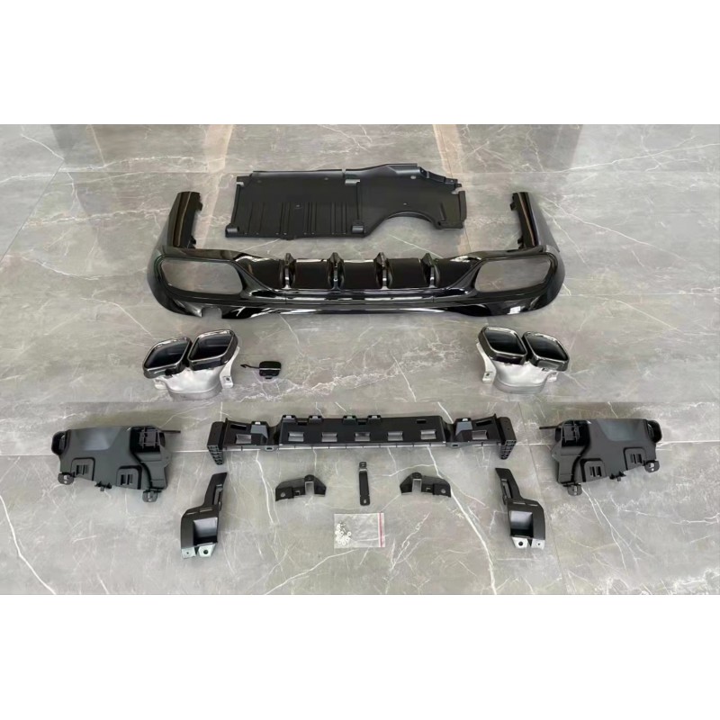 W206 c63 amg görünüm difüzör (parlak siyah) ve egzoz seti