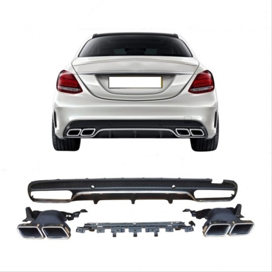 W205 c serısı ıçın sılver dıfüzör amp; egzoz setı (amg sedan) (krom trim)