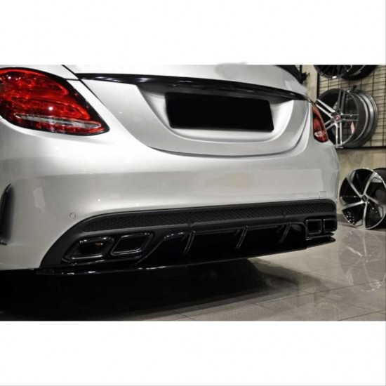 W205 c serısı ıçın c63 sıyah dıfüzör amp; egzoz setı (amg sedan)  - sıyah egzoz ıle