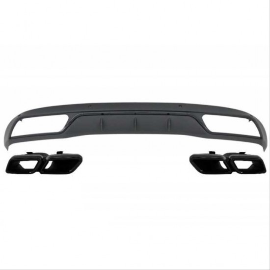 W205 c serısı ıçın sıyah dıfuzor amp; egzoz setı (normal sedan) - sıyah egzoz ıle