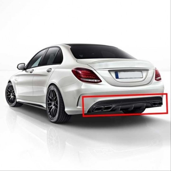 W205 c serısı ıçın sıyah dıfuzor amp; egzoz setı (normal sedan) - sıyah egzoz ıle