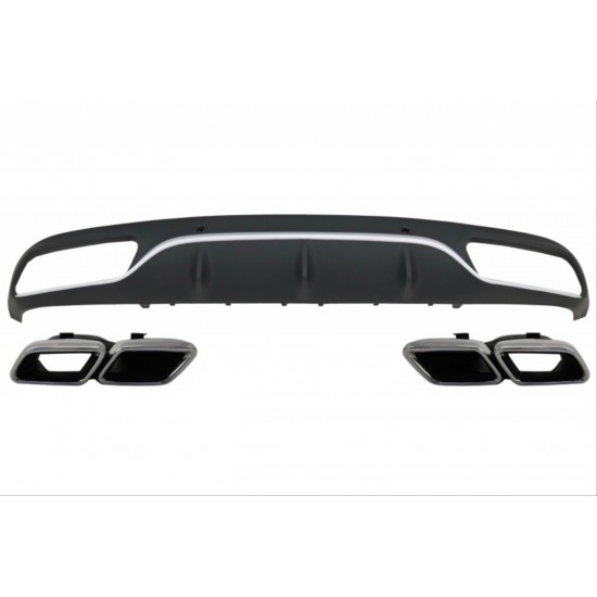 W205 c serisi (amg sedan) için c63 görünüm dıfuzor (mat grı cızgılı )  ve egzoz seti