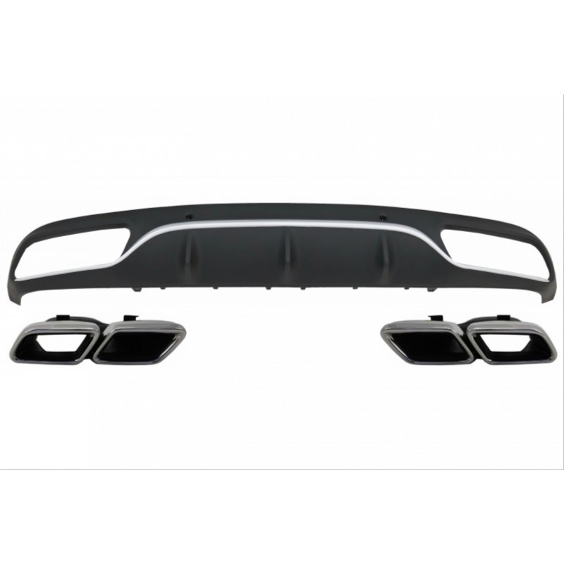 W205 c serisi (amg sedan) için c63 görünüm dıfuzor (mat grı cızgılı )  ve egzoz seti