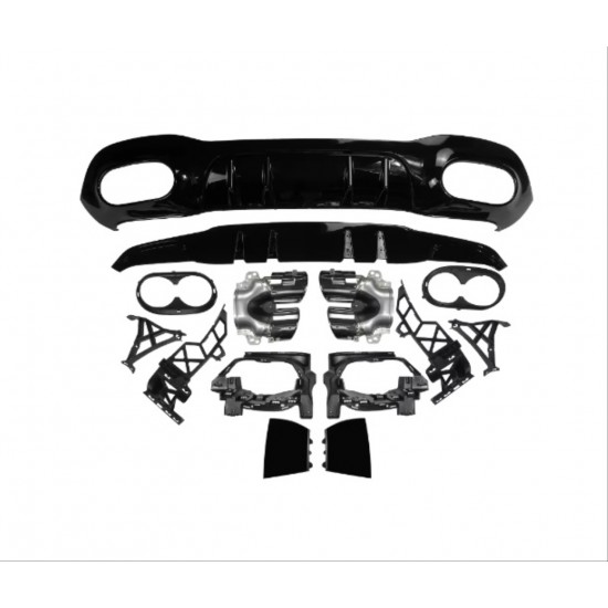 W118 cla 2019-2022 ıçın uyumlu  cla45 dıfuzor amp; egzoz setı (sıyah egzoz ıle)