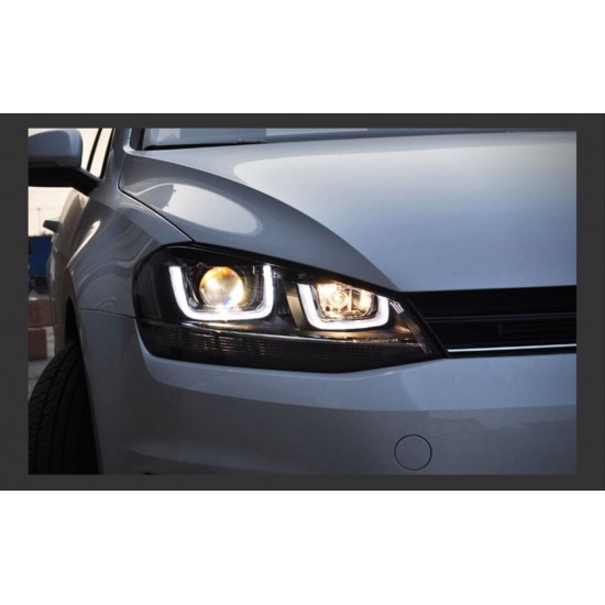 Golf 7 ıçın uyumlu u led far sılver haraketlı sınyal -(full led-çift u)