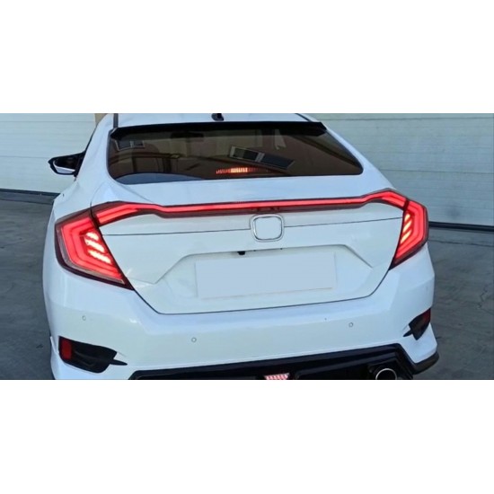 Cıvıc fc5 2016-2021 ıçın uyumlu  hareketlı sınyallı led stop ve spoıler takımı kırmızı