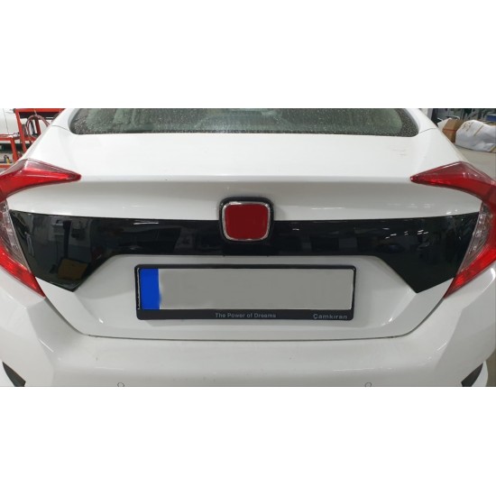 Cıvıc fc5 2016-2020 ıçın uyumlu bagaj kapagı plaka üst kaplaması pıano black