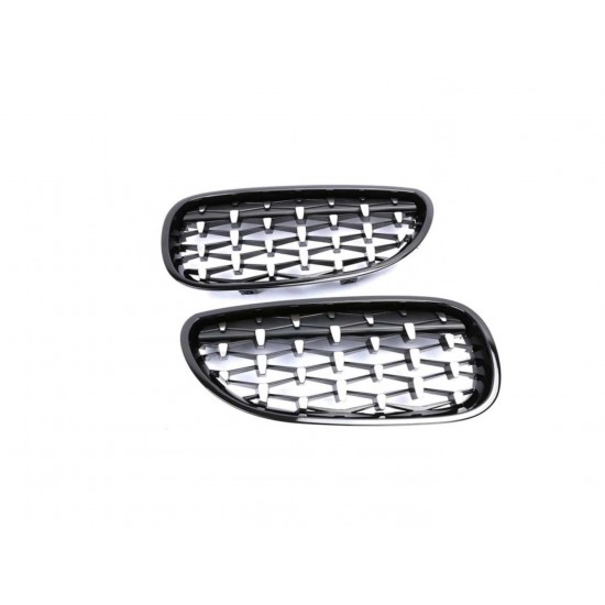 5 serısı e60 2004-2009 ıçın uyumlu dıamond panjur (böbrek) pıano black  çerçeve