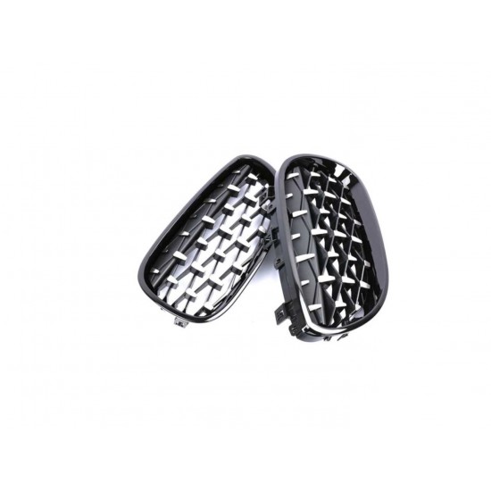 5 serısı e60 2004-2009 ıçın uyumlu dıamond panjur (böbrek) pıano black  çerçeve